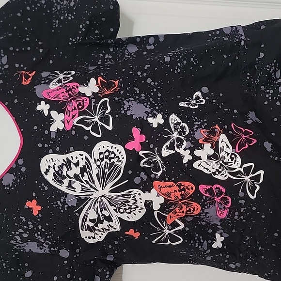 Dickies Women's Black Short Sleeve Butterflies Pattern Scrub Top Size Large - Picture 5 of 6